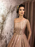 One Shoulder A Line Sequin Long Sleeves Prom Dress LBQ1556